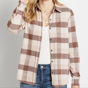 Pink Plaid Flannel Button Down